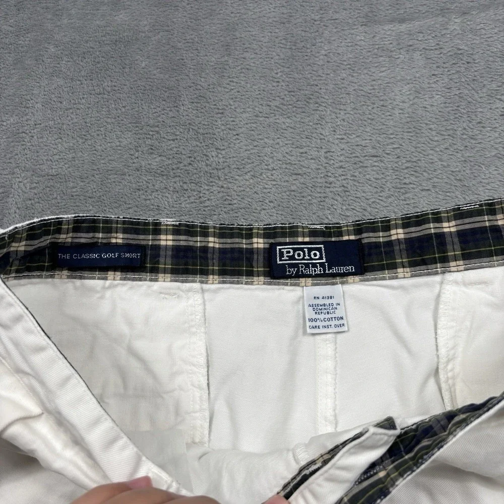 Polo Ralph Lauren Mens 34 White Pleated Classic Golf Shorts Preppy Old Money 90s